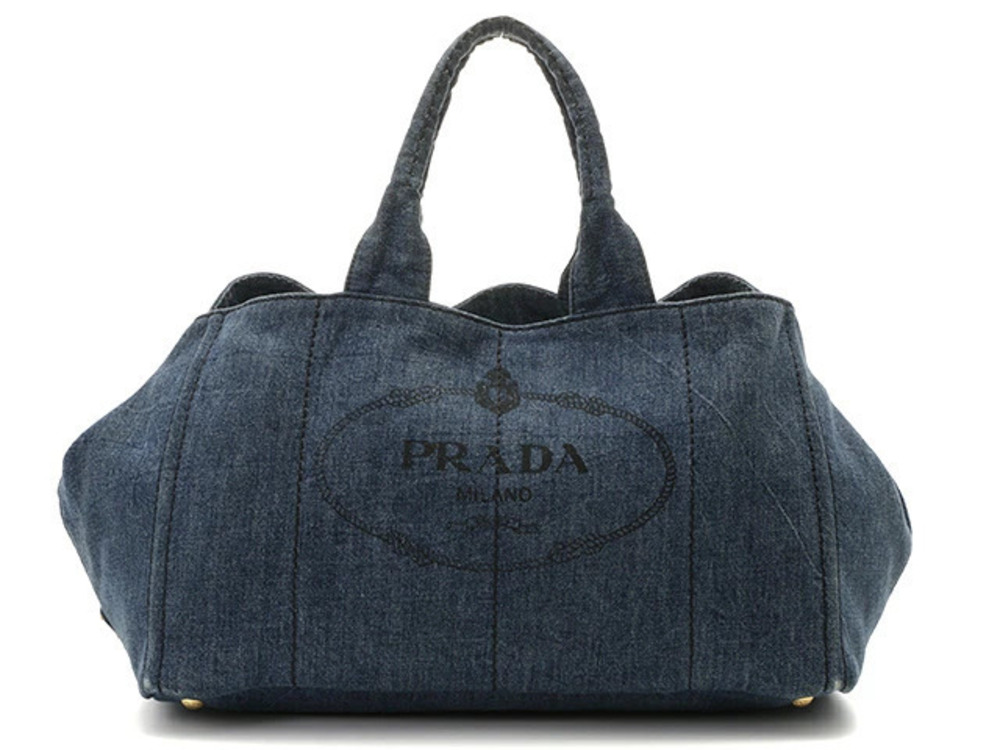 Prada Handbag Canapa Blue Denim Canvas SH